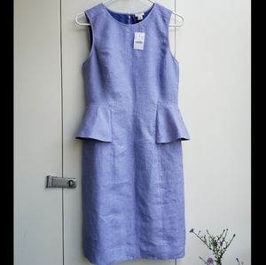 J. Crew Linen Peplum Dress in Periwinkle Blue